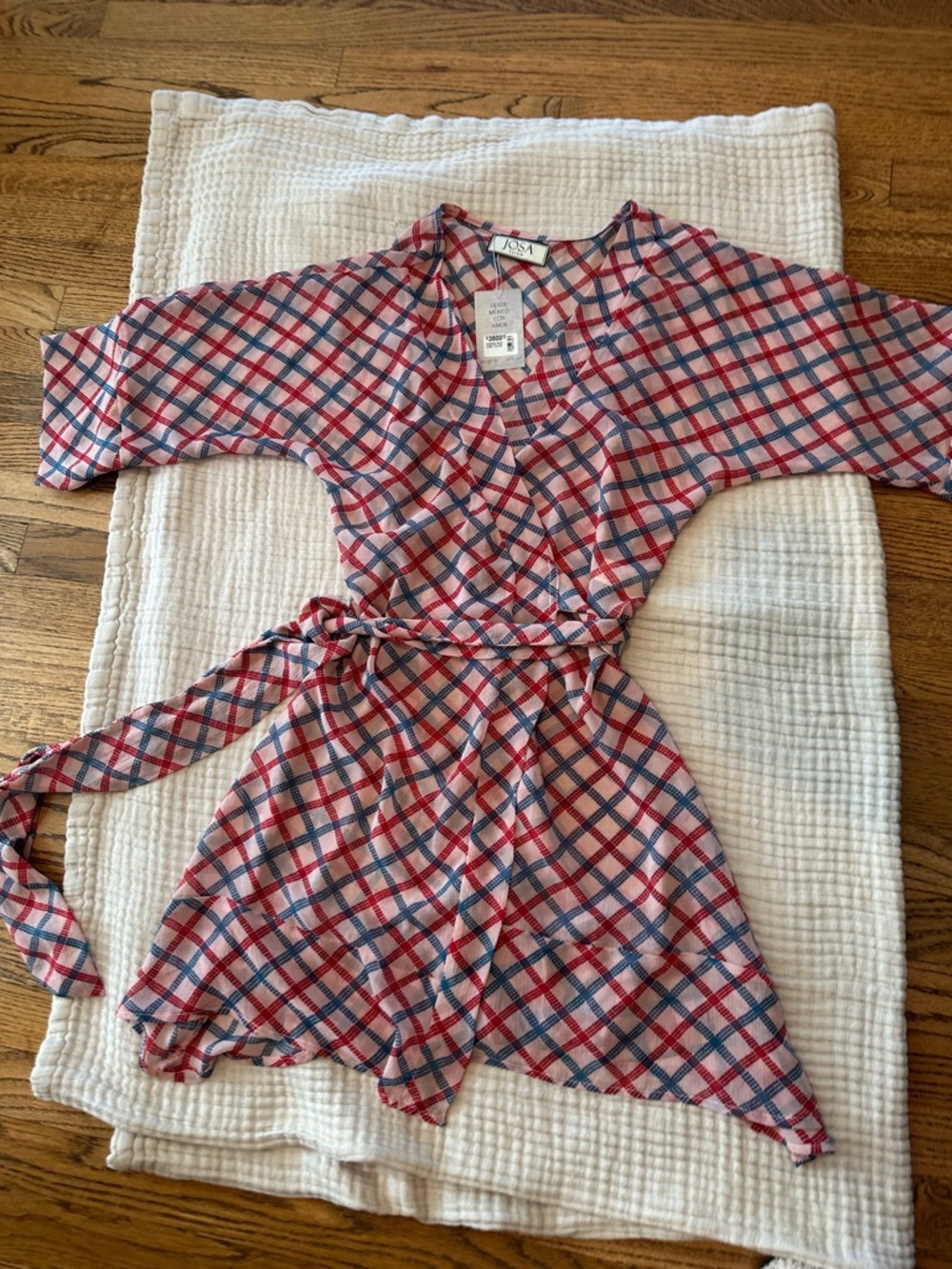 JS Collections Pink Plaid Women's Swim Coverup Wrap